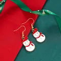 Festive snowman drop earrings with red Christmas hat and scarf on colorful background - Top Hat Snowman