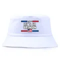 White bucket hat featuring Let's Go Brandon text and American flag embroidery - Adult One Size (58cm Non-adjustable) / White