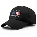 Cappellino da baseball nero in cotone con slogan Let's Go Brandon e occhiali bandiera USA - Taglia Unica Adulto (58cm Regolabile) / Nero