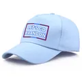 Hellblaue Baumwoll-Baseballkappe mit Let's Go Brandon Aufdruck und Sternen-Bordüre - Einheitsgröße / Himmelblau