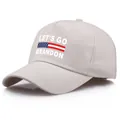 FJB Let's Go Brandon adjustable cotton baseball cap in beige with US flag stripes - Adult Free Size (58cm Adjustable) / Beige