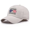 Classic beige cotton baseball cap with Let's Go Brandon text and US flag sunglasses - Adult One Size (58cm Adjustable) / Beige