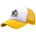 Cappellino trucker classico giallo e bianco con stampa lisca di pesce e rete - Taglia Unica Adulto (58cm Regolabile) / Giallo