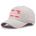 Beige cotton twill baseball cap featuring Let's Go Brandon text and American flag - One Size / Beige