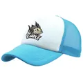 Cappellino trucker blu e bianco con stampa a lisca di pesce e rete traspirante - Taglia Unica Adulto (58cm Regolabile) / Celeste