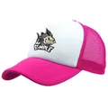 Cappellino trucker a rete rosa e bianco con stampa pesce scheletro e design SAMPLE - Taglia Unica Adulto (58cm Regolabile) / Rosa Rosso
