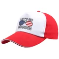 Red and white cotton baseball cap with Let's Go Brandon print and flag design - Adult One Size (58cm Adjustable) / Red and White