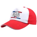 Red and white Let's Go Brandon baseball cap with American flag and stars design - Red and White