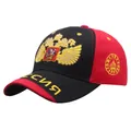 Russische baseballpet met gouden tweekoppige adelaar borduurwerk en rood kleurblok ontwerp - Eén maat voor volwassenen (Verstelbaar) / Zwart & Rood