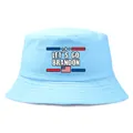 Light blue cotton bucket hat with Let's Go Brandon graphic print for men and women - Adult One Size (58cm Non-adjustable) / Sky Blue