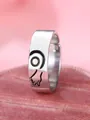 Anello vintage argento aperto con motivo a vortice nero e mano per coppia e amici - Lettera Sinistra O