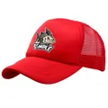 Cappellino trucker rosso con stampa a lisca di pesce e rete traspirante sport - Taglia Unica Adulto (58cm Regolabile) / Rosso