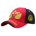 Rode en zwarte honkbalpet met Russische tweekoppige adelaar borduurwerk en embleem - Eén maat voor volwassenen (Verstelbaar) / Rood & Zwart