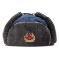 Winter Soviet CCCP Ushanka hat with earflaps and red star metal badge in navy blue - One Size Adult (55-60cm) / Navy Blue