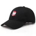 Black cotton baseball cap with cute Santa Claus embroidery for Christmas gift - One Size(55-60cm) / Black
