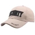 Berretto da baseball in cotone kaki con ricamo SECURITY nero per protezione solare esterna - Taglia Unica Adulto-Regolabile / Cachi