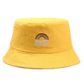 Yellow cotton bucket hat with rainbow embroidery and Radiate Positivity slogan - One Size (56-58cm) Non-adjustable / Yellow