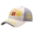 Beige and grey baseball cap featuring golden double-headed eagle Russia embroidery - Adult One Size (Adjustable) / Beige & Gray