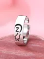 Anello aperto vintage argentato con lettera Z e design a cuore puzzle nero inciso - Lettera Sinistra Z
