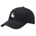 Gorra de béisbol de algodón negro con bordado de Tai Chi Yin Yang y visera curva en vista 45° - Talla única para adultos (58 cm ajustable) / Negro