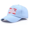 Cappellino da baseball celeste in cotone con stampa Let's Go Brandon e bandiera americana - Taglia unica / Celeste