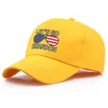 Yellow baseball cap with Let's Go Brandon slogan and US flag aviator glasses print - Yellow