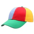 Colorful multi-color patchwork baseball cap with green brim and white stitching - 58cm / Without Propeller / Multicolor Patchwork