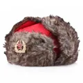 Colbacco sovietico CCCP rosso con pelliccia sintetica ed emblema falce e martello - Taglia unica / Rosso