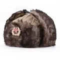 Chapeau de trappeur soviétique CCCP avec fourrure et emblème faucille et marteau doré - Taille Unique Adulte (55-60cm) / Style Badge / Poche zippée