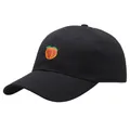 Berretto da baseball in cotone nero con ricamo di pesca e visiera curva protettiva - Taglia unica per adulti (58 cm regolabile) / Nero