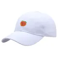 Cappellino da baseball in cotone bianco con ricamo a pesca sul davanti, classico cappello sole - Taglia unica per adulti (58 cm regolabile) / Bianco