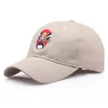 Beige cotton baseball cap with traditional Chinese opera mask embroidery and 6-panel design - L (58-60cm) / Khaki