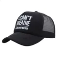 Schwarze Mesh Trucker Cap mit weißem I Can't Breathe und Black Lives Matter Aufdruck - Schwarz Mesh Kappe Stil C