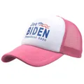 Pink and white mesh Joe Biden 2020 trucker hat featuring presidential election logo graphics - One Size / Pink