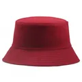 Deep red cotton twill bucket hat with parallel stitching on brim, flat top sun protection - M (Adult 56-58cm) / Burgundy