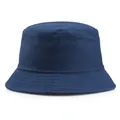 Classic dark blue cotton bucket hat with parallel stitching on brim against white background - M (Adult 56-58cm) / Navy Blue