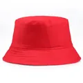 Classic red cotton bucket hat with parallel stitching on brim for sun protection - M (Adult One Size) / Red