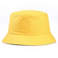 Classic bright yellow cotton bucket hat with reinforced stitched brim for daily sun protection - M (Adult One Size) / Yellow