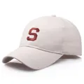 Casquette de baseball crème avec lettre S brodée rouge et visière courbée classique - Taille Unique Adulte 58cm / Beige