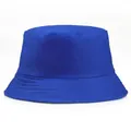 Classic cotton royal blue bucket hat with stitched brim and minimalist flat top design - M (Adult One Size) / Blue