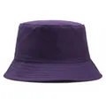 Minimalist solid dark purple cotton bucket hat with reinforced brim and plain finish - M (Adult One Size) / Purple