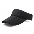 Classic black sun visor hat with extended wide brim and breathable fabric for outdoor sports - Black