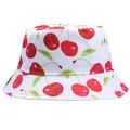 Bob en coton blanc avec imprimé cerise et surpiqûres renforcées pour l'été ensoleillé - M(56-58cm) / Blanc
