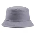 Classic mid-grey cotton canvas bucket hat with reinforced stitching and flat top design - M (Adult 56-58cm) / Dark Gray