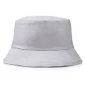 Classic light grey cotton bucket hat with multi-row stitched brim for sun protection - M (Adult 56-58cm) / Light Gray