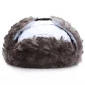 Colbacco impermeabile in tessuto bianco con calda pelliccia sintetica marrone invernale - Taglia unica / Bianco