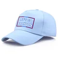 Light blue cotton baseball cap featuring the Let's Go Brandon slogan with stars - One Size / Sky Blue