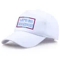 White baseball cap with Let's Go Brandon slogan and stars in 45-degree angle view - One Size / White