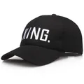 Black cotton twill baseball cap with white King embroidery and curved brim for daily wear - Adult One Size 58cm / Black (White King)