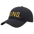 Black cotton baseball cap featuring prominent yellow 3D embroidery KING. lettering - Adult One Size 58cm / Black (Yellow King)